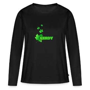 Nerd - T-shirt manches longues Premium bio Femme - noir - Devant - Julia (174cm)