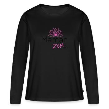 Maman zen clair - T-shirt manches longues Premium bio Femme - noir - Devant - Julia (174cm)