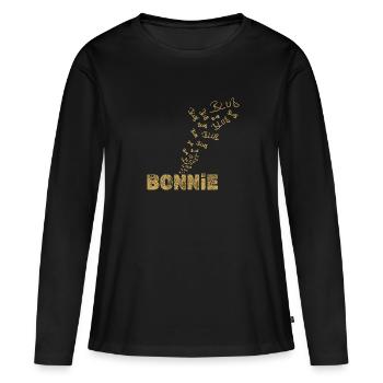 Bonnie - T-shirt manches longues Premium bio Femme - noir - Devant - Julia (174cm)