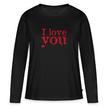 I love you - T-shirt manches longues Premium bio Femme - noir - Devant - Julia (174cm)
