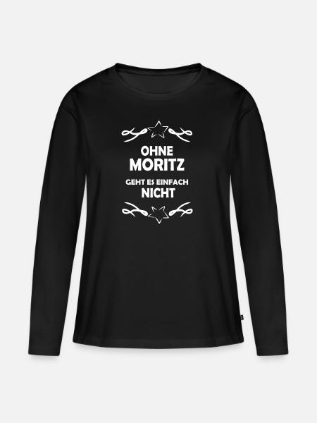 Ohne Moritz unmoeglich - Frauen Premium Bio Langarmshirt - Schwarz