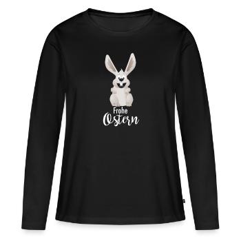 Frohe Ostern - Frauen Premium Bio Langarmshirt - Schwarz - Vorne - Julia (174cm)