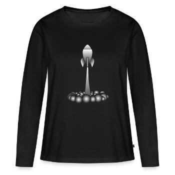 Rakete rocket - Frauen Premium Bio Langarmshirt - Schwarz - Vorne - Julia (174cm)