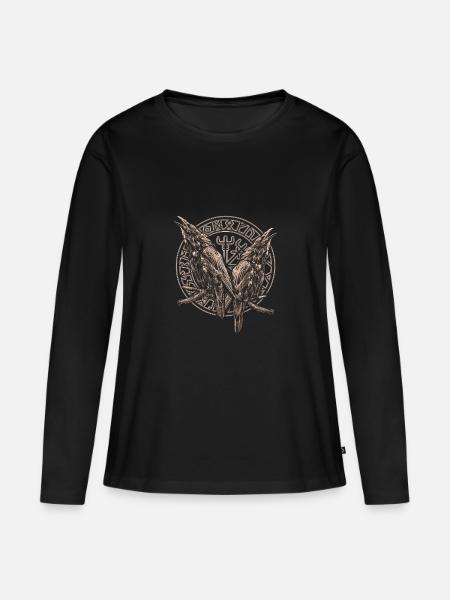WIKINGER RABEN - Frauen Premium Bio Langarmshirt - Schwarz