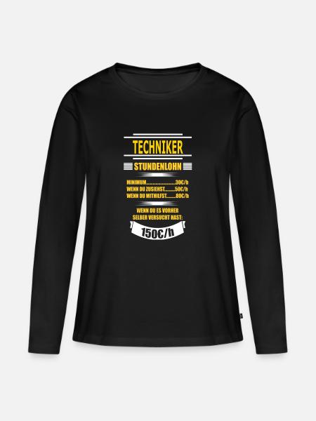 TECHNIKER - Frauen Premium Bio Langarmshirt - Schwarz