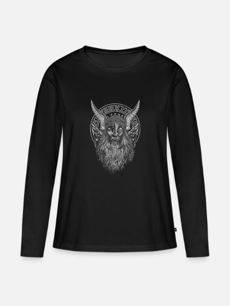 ODIN UND SEINE RABEN - Frauen Premium Bio Langarmshirt - Schwarz