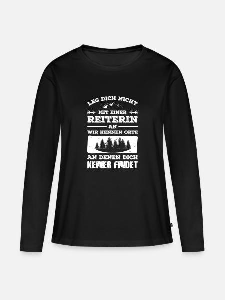 Reiterin - Frauen Premium Bio Langarmshirt - Schwarz