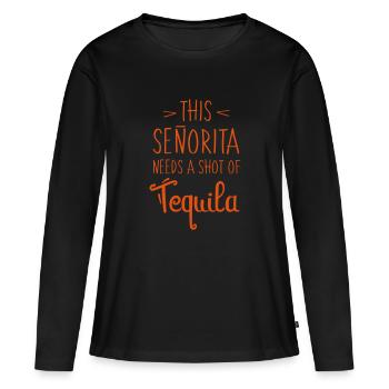 tequila - Women's Premium Organic Long Sleeve Shirt - black - Front - Julia (174cm)