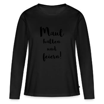 Tais-toi et fête / fête / fête - T-shirt manches longues Premium bio Femme - noir - Devant - Julia (174cm)