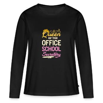 Secrétaire d'école Reine du bureau Office Gift - T-shirt manches longues Premium bio Femme - noir - Devant - Julia (174cm)