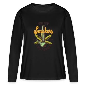 LES FUMEURS - T-shirt manches longues Premium bio Femme - noir - Devant - Julia (174cm)