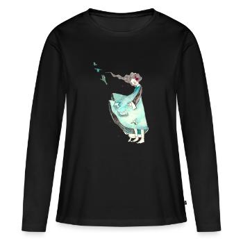 Des mots en liberté - T-shirt manches longues Premium bio Femme - noir - Devant - Julia (174cm)