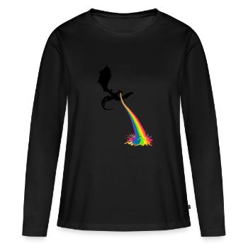 Dragon arc-en-ciel - T-shirt manches longues Premium bio Femme - noir - Devant - Julia (174cm)