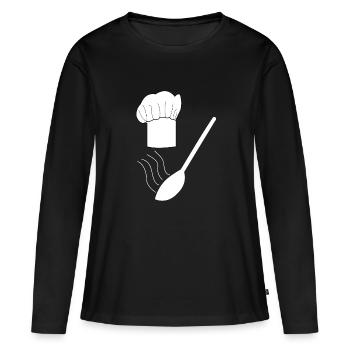 Chef Chef Chef étoilé - T-shirt manches longues Premium bio Femme - noir - Devant - Julia (174cm)