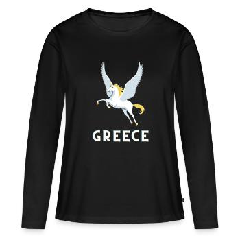 Grèce mythologie pégase vacances voyage - T-shirt manches longues Premium bio Femme - noir - Devant - Julia (174cm)