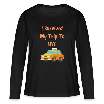 Ich habe meine Reise nach NYC überlebt - Frauen Premium Bio Langarmshirt - Schwarz - Vorne - Julia (174cm)