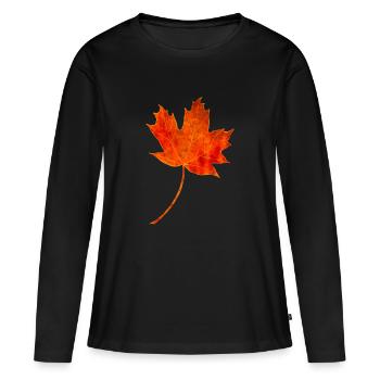 Feuille d’érable - T-shirt manches longues Premium bio Femme - noir - Devant - Julia (174cm)