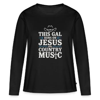 For faith and country fans - Women's Premium Organic Long Sleeve Shirt - black - Front - Julia (174cm)