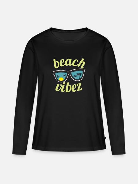 Beach vibez - Frauen Premium Bio Langarmshirt - Schwarz