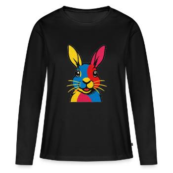 Kaninchen Pop Art - Frauen Premium Bio Langarmshirt - Schwarz - Vorne - Julia (174cm)