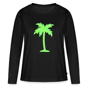palmier - T-shirt manches longues Premium bio Femme - noir - Devant - Julia (174cm)