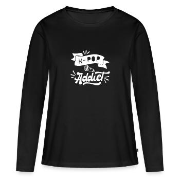 K-Pop Addict - T-shirt manches longues Premium bio Femme - noir - Devant - Julia (174cm)
