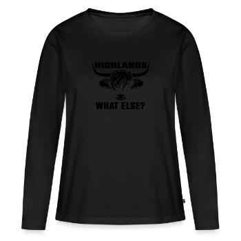 Highlands was sonst - robuste Highland Rinder - Frauen Premium Bio Langarmshirt - Schwarz - Vorne - Julia (174cm)