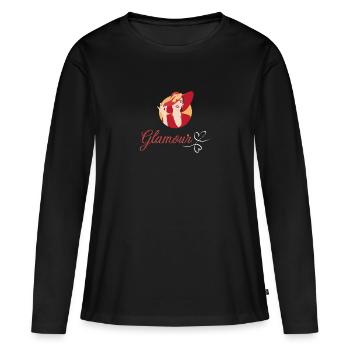 maman glamour - T-shirt manches longues Premium bio Femme - noir - Devant - Julia (174cm)