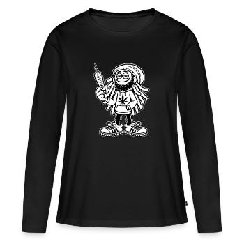 Dreadlock Smoker - Stoned man - High & Happy - Frauen Premium Bio Langarmshirt - Schwarz - Vorne - Julia (174cm)