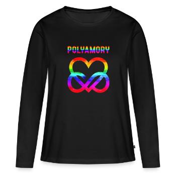 Polyamour Herz LGBTQ Infinity Heart LGBT - T-shirt manches longues Premium bio Femme - noir - Devant - Julia (174cm)