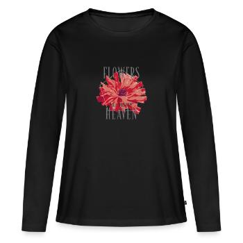 Flowers Poppy - Frauen Premium Bio Langarmshirt - Schwarz - Vorne - Julia (174cm)