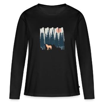 Wolf Nature Forests Mountains Moon Wilderness Gift - Women's Premium Organic Long Sleeve Shirt - black - Front - Julia (174cm)