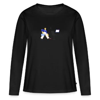 Pablo - Bureau - T-shirt manches longues Premium bio Femme - noir - Devant - Julia (174cm)