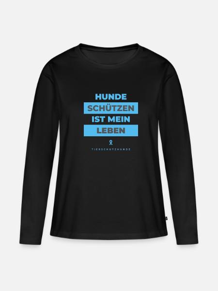 hunde schutz leben - Frauen Premium Bio Langarmshirt - Schwarz