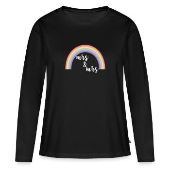 Rainbow Stripes Mrs et Mrs - T-shirt manches longues Premium bio Femme - noir - Devant - Julia (174cm)