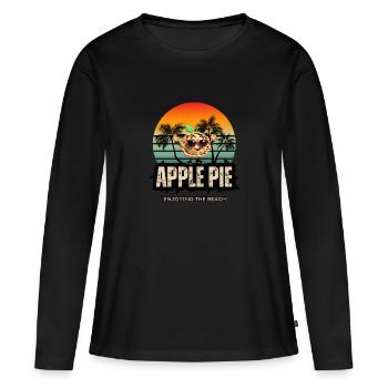 tarte aux pommes située sur la plage - T-shirt manches longues Premium bio Femme - noir - Devant - Julia (174cm)