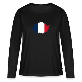 Français Français France - T-shirt manches longues Premium bio Femme - noir - Devant - Julia (174cm)