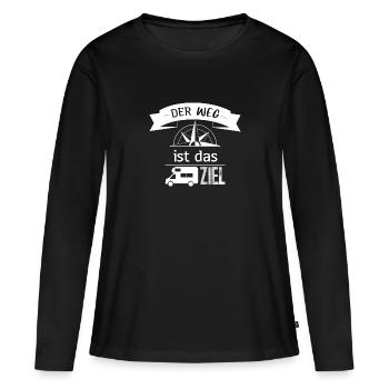 Der Weg ist das Ziel - Frauen Premium Bio Langarmshirt - Schwarz - Vorne - Julia (174cm)