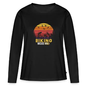Biking Mode On Mountain Bike Vintage Retro - T-shirt manches longues Premium bio Femme - noir - Devant - Julia (174cm)