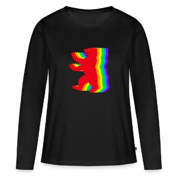 Berliner Regenbogen Bären - Frauen Premium Bio Langarmshirt - Schwarz - Vorne - Julia (174cm)