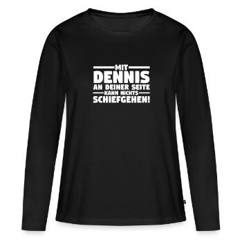 Vorname Dennis - Frauen Premium Bio Langarmshirt - Schwarz - Vorne - Julia (174cm)