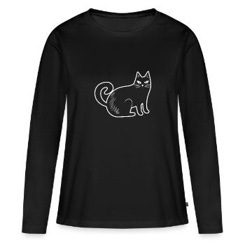 Chats, Dame aux chats, Amoureux des chats, - T-shirt manches longues Premium bio Femme - noir - Devant - Julia (174cm)