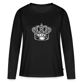 Couronne - T-shirt manches longues Premium bio Femme - noir - Devant - Julia (174cm)