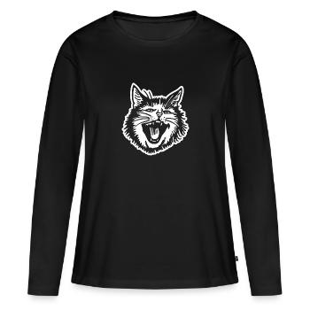 Chat Chats Chat Dame Chat Amoureux Chat Visage - T-shirt manches longues Premium bio Femme - noir - Devant - Julia (174cm)