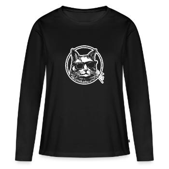 Chat Chats Chat Dame Chat Amoureux Chat Visage - T-shirt manches longues Premium bio Femme - noir - Devant - Julia (174cm)