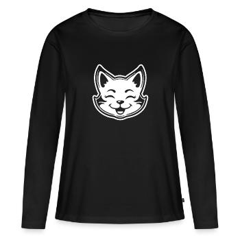 Chat Chats Chat Dame Chat Amoureux Chat Visage - T-shirt manches longues Premium bio Femme - noir - Devant - Julia (174cm)