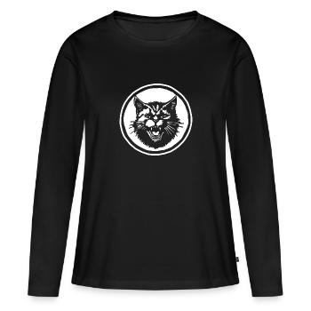 Chat Chats Chat Dame Chat Amoureux Chat Visage - T-shirt manches longues Premium bio Femme - noir - Devant - Julia (174cm)