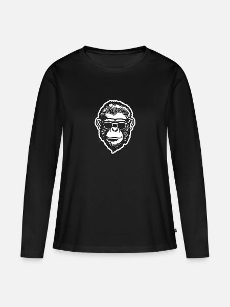Affe Affen Affengesicht - Frauen Premium Bio Langarmshirt - Schwarz
