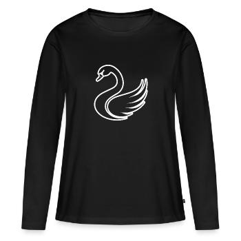 Schwan Schwäne - Frauen Premium Bio Langarmshirt - Schwarz - Vorne - Julia (174cm)