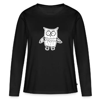 Eule Eulen Vogel - Frauen Premium Bio Langarmshirt - Schwarz - Vorne - Julia (174cm)